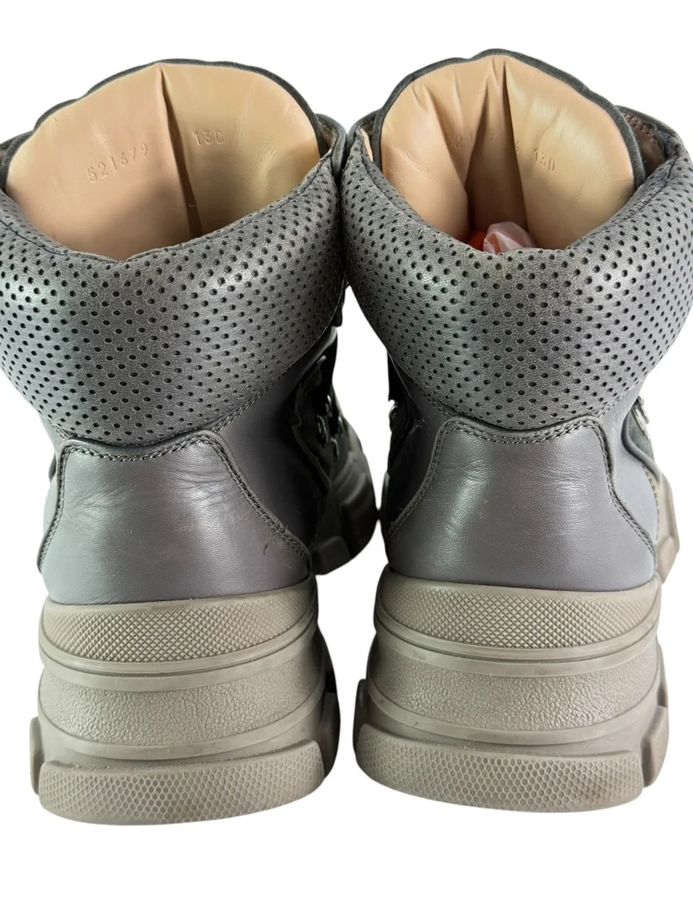 GUCCI 521679 Flashtrek Gray Leather Men Hiking Boots Made in Italy 10.5 - 11US